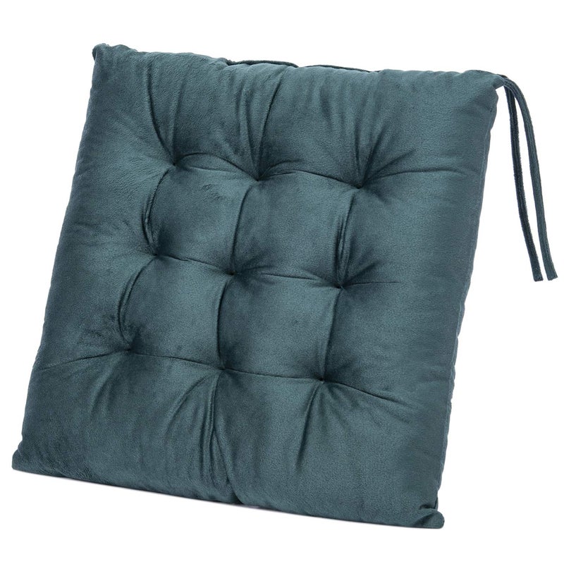 WONDER MIRACLE 4 Pack Seat Cushion/Chair Cushion Pads for Dining Chairs, Office Chair, Floor, Machine Wash & Dryer Friendly (Flannel 16"Ã—16", Darkâ€‚Greenish) - Image 3